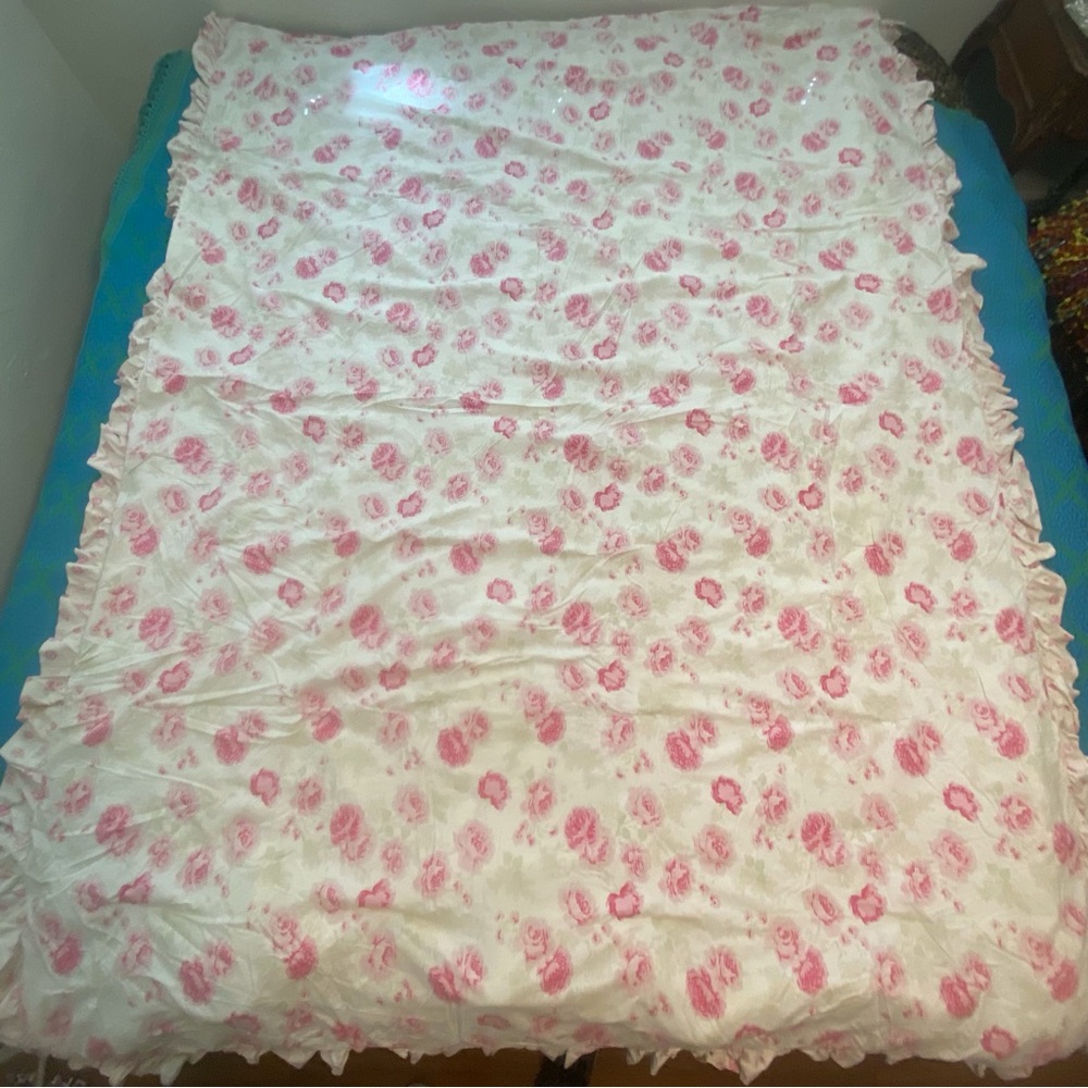 Vintage Twin Simply Shabby Chic Reversible Pink Flower Cotton Comforter - Picture 2 of 10